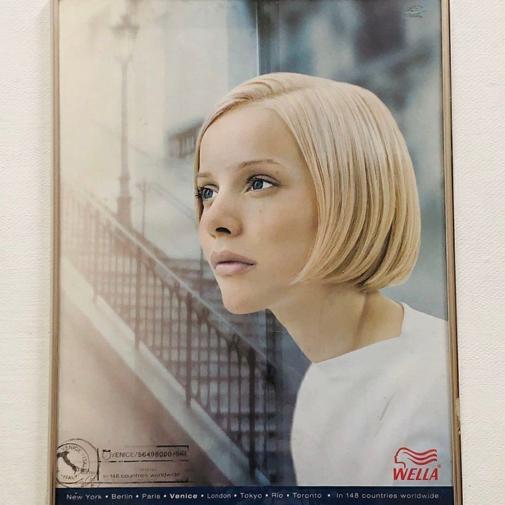 WELLA Blond Girl Framed Art Print Poster 2000 VTG